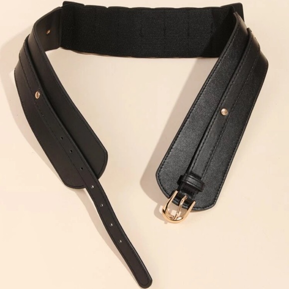 New! Corset Black Wide Vegan Leather Belt NWOT main image 4